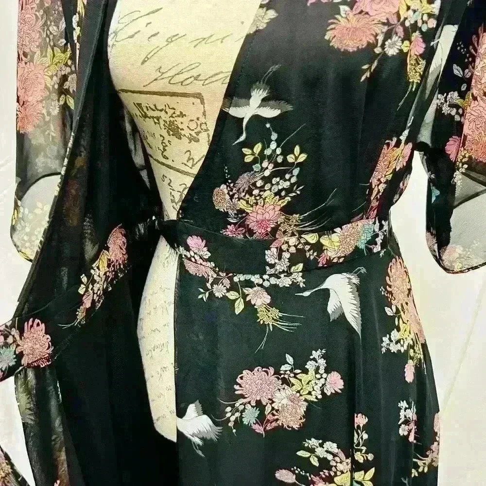 Lulus Sweet Bouquet Black Floral Print Wrap Maxi Dress Size Small - Picture 9 of 12